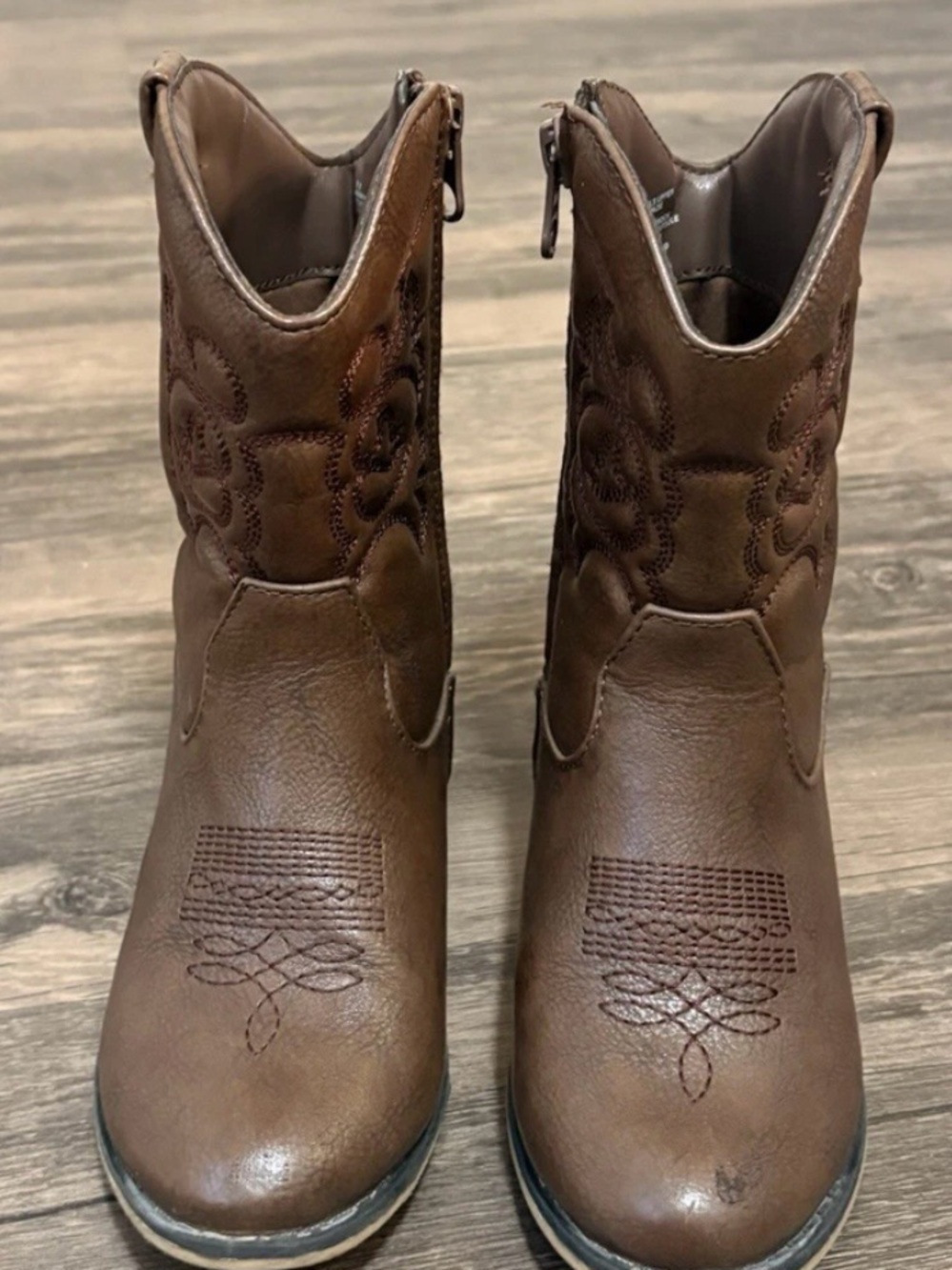 Cat & Jack Brown Toddlers' Western Embroidered Mid-Calf Boots